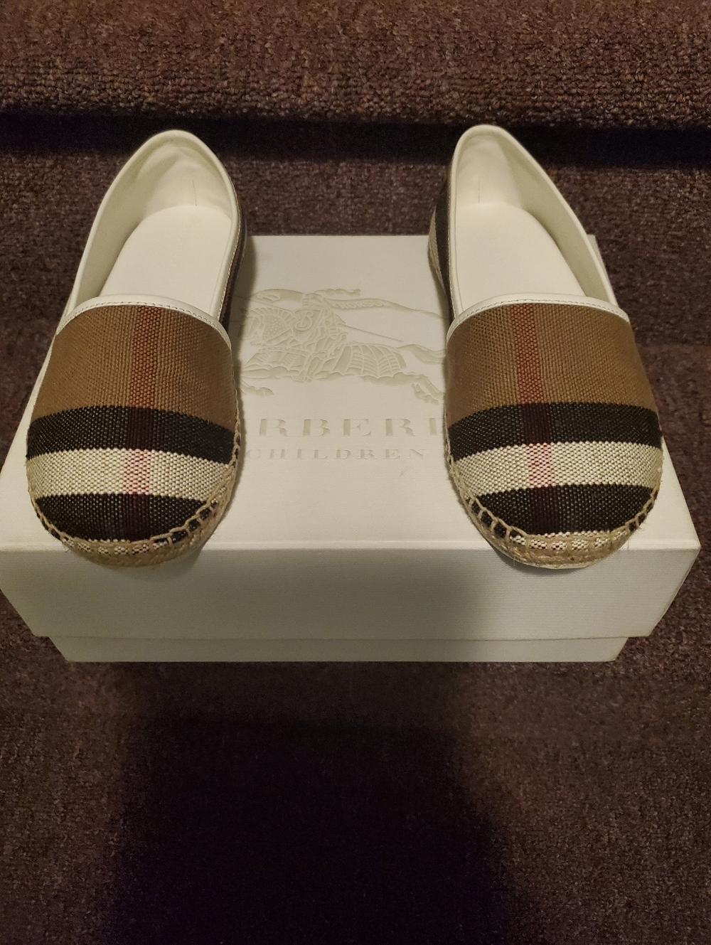 Burberry Kids Beige Check Espadrille Flats